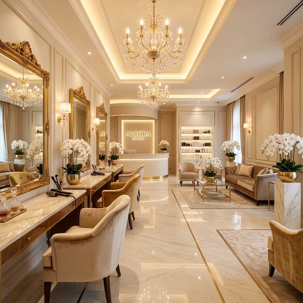 Elegant interior of Luxe Beauty Studio salon